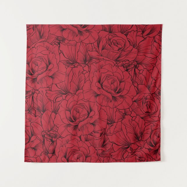 Vintage Red Roses Elegance Tapestry (Front)