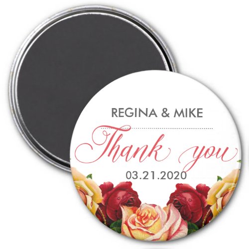 Vintage Red Roses Floral and Flower Thank You Magnet