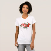 Vintage Red Roses Hand Drawn Style T-Shirt (Front Full)