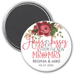 Vintage Red Roses Hugs and Kisses New Mr and Mrs Magnet