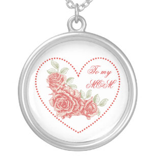 Vintage red roses Mothers Day custom pendant