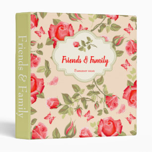 Vintage Red Roses Multi-Purpose 3 Ring Binder