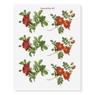 Vintage Red Roses no2 Temporary Tattoos