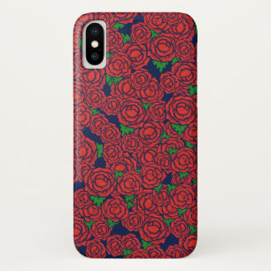 Vintage Red Roses Pattern Valentine Art Flowers iPhone X Case
