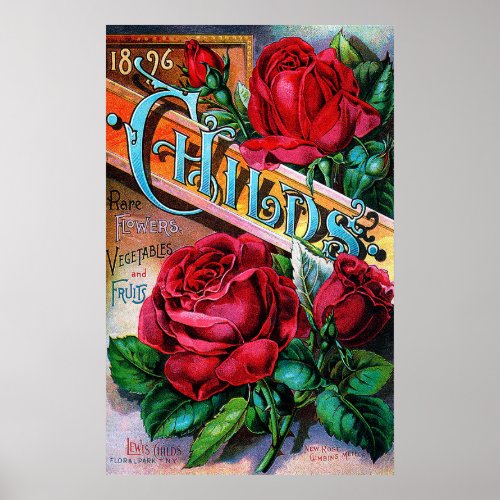 Vintage Red Roses Poster