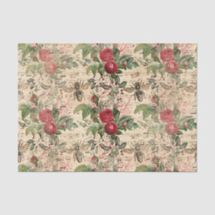 Vintage Red Roses Queen Bee Tissue Paper