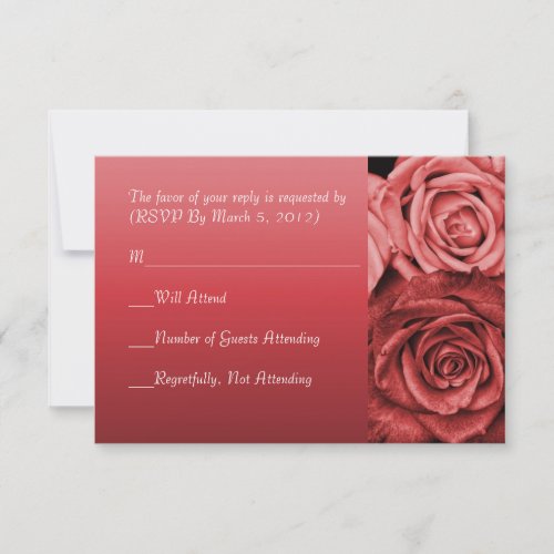 Vintage Red Roses RSVP wedding card