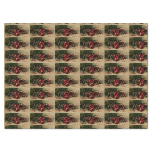 Vintage Red Roses  Small Pattern decoupage Tissue Paper