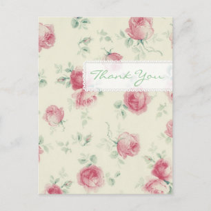 Vintage Red Roses Texture - Thank You Postcard