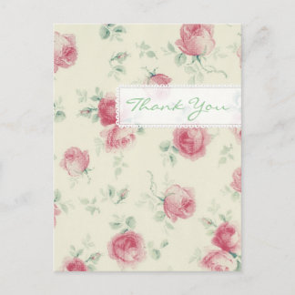 Vintage Red Roses Texture - Thank You Postcard