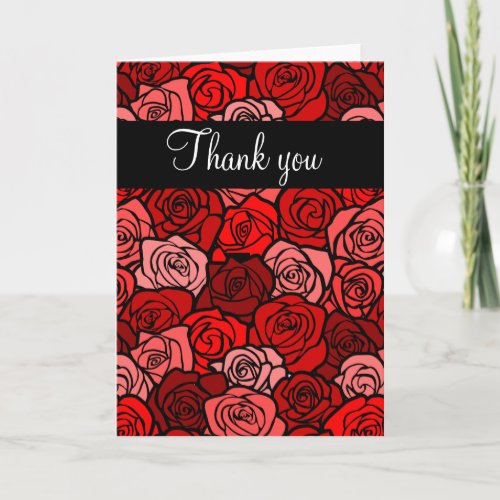 Vintage red roses Thank You Card