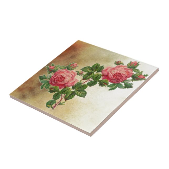 vintage red roses tile (Side)