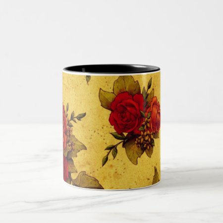 Vintage Red Roses Two-tone Coffee Mug