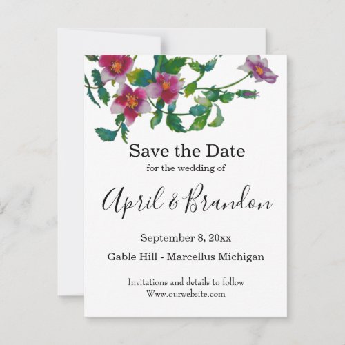 Vintage red roses watercolor  save the date