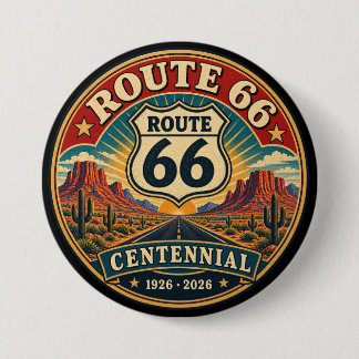 Vintage Red Route 66 Desert Centennial Button