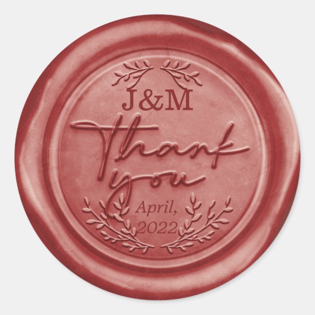 Vintage Red Rubber Wax thank you Classic Round Sticker