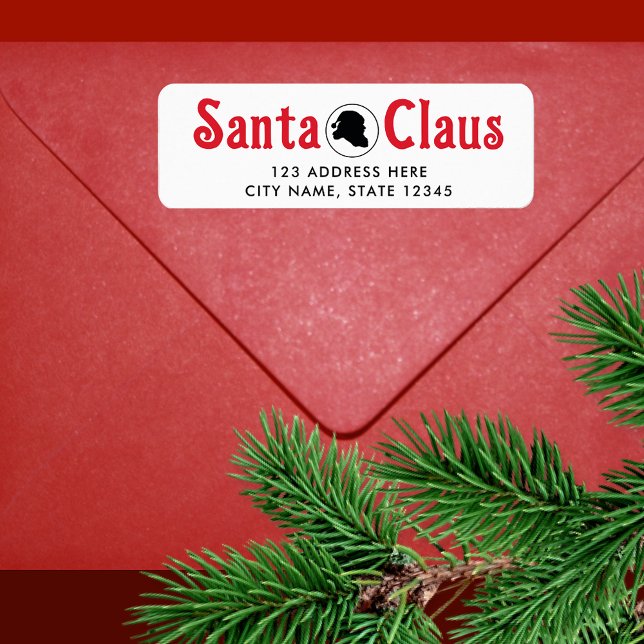 Vintage Red Santa Claus Desk Official Christmas  Label (Creator Uploaded)