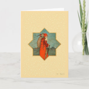 Vintage Red Santa Claus St. Nicholas Holiday Card