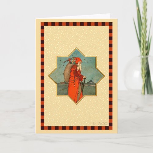 Vintage Red Santa Claus St Nicholas Holiday Card