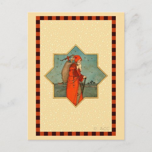 Vintage Red Santa Claus St Nicholas Holiday Postcard