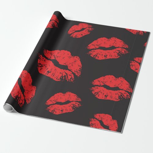 vintage red seamless pattern on black background  wrapping paper