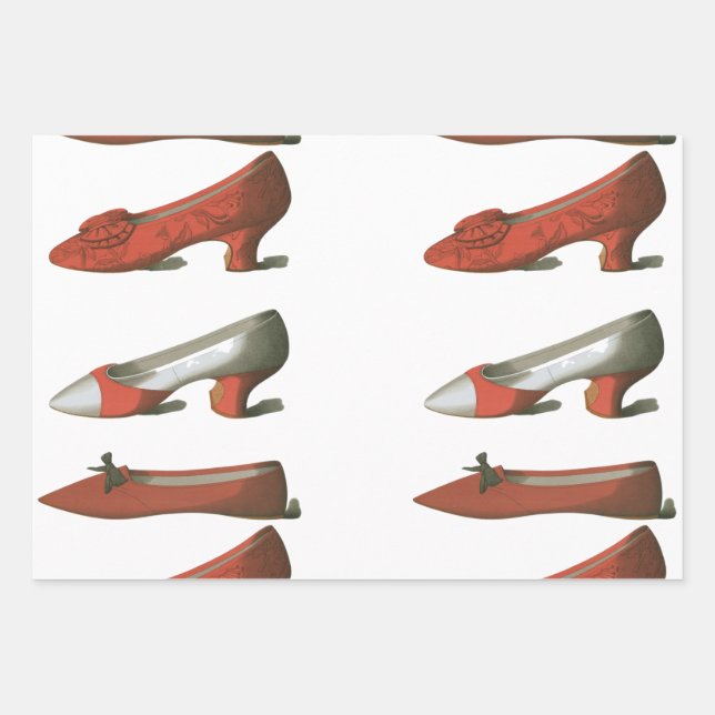 Vintage Red Shoes Wrapping Paper Sheets (Front)