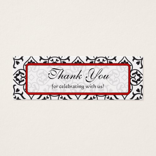 Vintage Red Silver and Black Damask Wedding Tags Business Cards