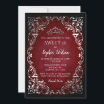 Vintage Red Silver Princess Tiara Sweet 16  Invitation<br><div class="desc">Elegant Vintage Red Silver Princess Tiara Sweet 16 Birthday Invitation</div>