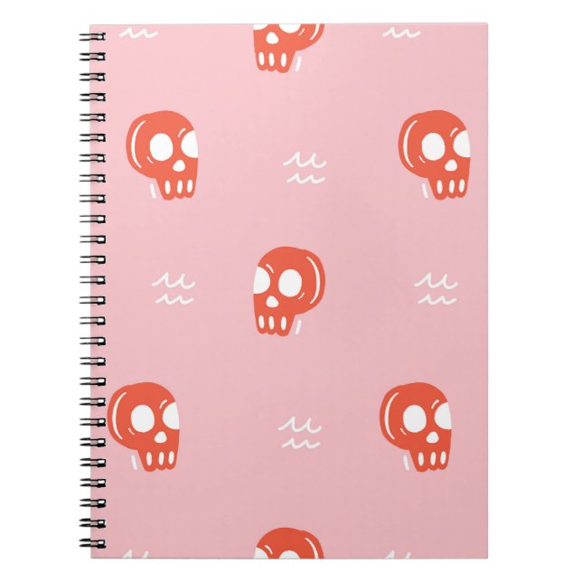 Vintage Red Skull Head Pattern Notebook (Front)