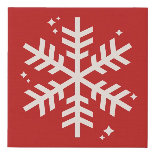 Vintage Red Snowflake Christmas Faux Canvas Print (Front)