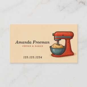 Vintage Red Stand Mixer Bakery Business Card