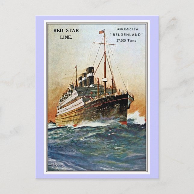 Vintage Red Star Line Belgenland Postcard (Front)