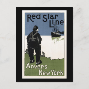 Vintage Red Star Line Travel Postcard