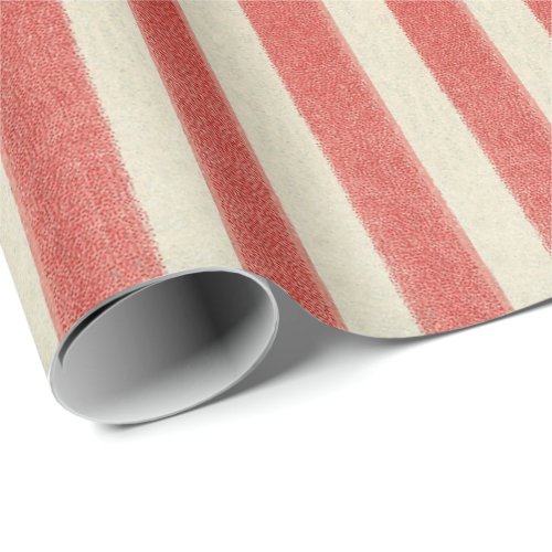 Vintage Red Striped Christmas Holiday Wrapping Paper