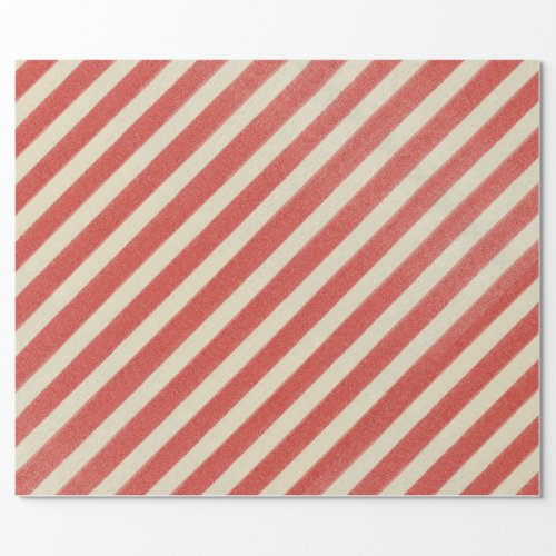 Vintage Red Striped Christmas Holiday Wrapping Paper