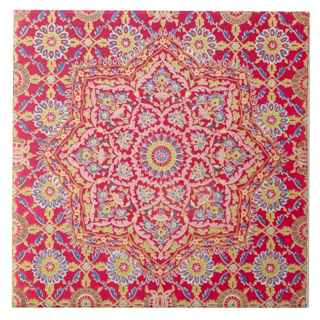 Vintage Red Sultan Ottoman Pattern Ceramic Tile (Front)