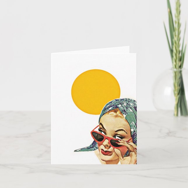 Vintage Red Sunglasses Sunshine Blank Note Cards (Front)