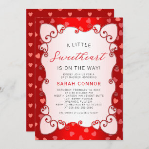 Vintage Red Sweetheart Valentine's Day Baby Shower Invitation