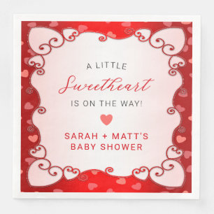 Vintage Red Sweetheart Valentines Day Baby Shower Paper Dinner Napkins