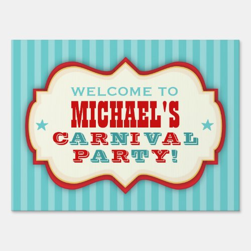 Vintage Red  Teal Carnival Party Yard Sign