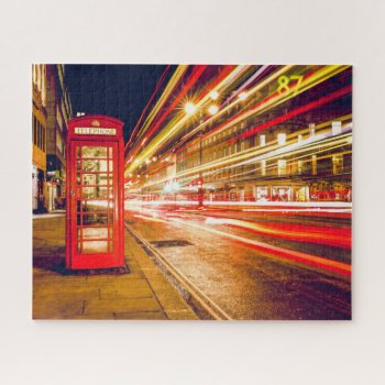 Vintage Red Telephone Booth United Kingdom Jigsaw Puzzle by vintagehummingbird at Zazzle