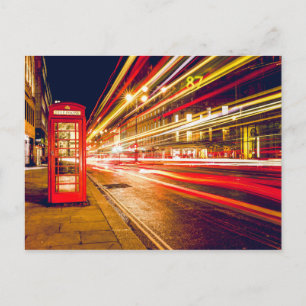 Vintage Red Telephone Box at Night in London Postcard