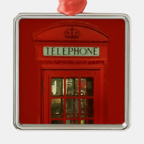 Vintage Red Telephone Box Christmas Tree Ornaments