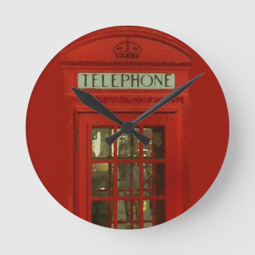 Vintage Red Telephone Box Clock