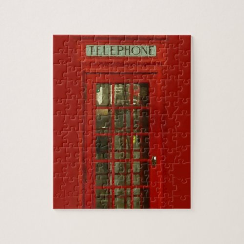 Vintage Red Telephone Box London City Travel Art Jigsaw Puzzle