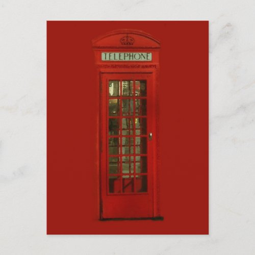 Vintage Red Telephone Box Postcard
