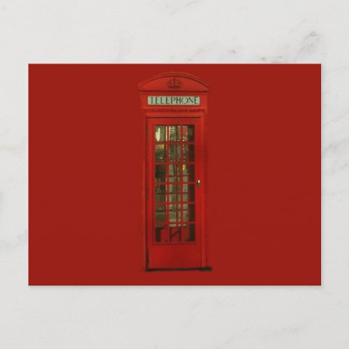 Vintage Red Telephone Box Postcard