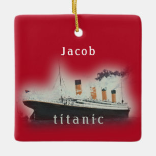 Vintage Red Titanic Christmas Ceramic Ornament