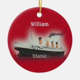 Vintage Red Titanic Ship Ceramic Ornament