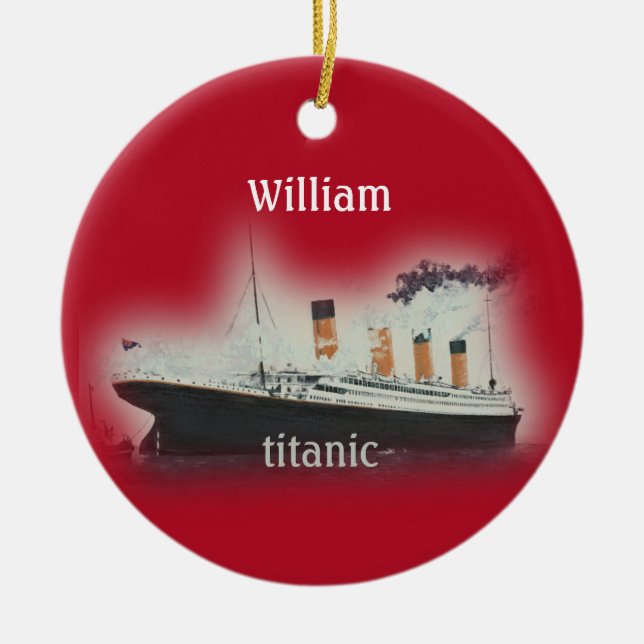 Vintage Red Titanic Ship  Ceramic Ornament (Front)